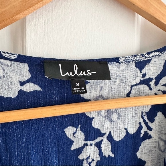 Lulus Heart of Marigold Navy Blue Floral Print Wrap Maxi Dress Small - Picture 8 of 9